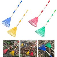 Leaf Rake 3 Sections with Long Handle Ergonomic Detachable 14 Spikes Gardening Tool for Kids Flower Beds Shrub Lawns Children