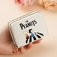 Snoopys Coin Wallet Cute Cartoon Purse Litchi PU Leather Bag Women Fashion Casual Portable Multi-Card Slot Wallet Birthday Gift