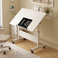 Portable Folding Laptop Bedside Table Adjustable Height Rolling Wheels Computer Desk Study Drawing Bedroom Multifunctional