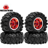 RED SPIDER 4Pcs 57mm 1.0" Alloy Beadlock Wheel Tire Set for 1/24 Axial SCX24 AX24 1/18 TRX4M Off-Road Vehicle Upgrade Part
