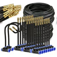 Black 8mm PE Hose 20cm Flexible Nozzle Misting Watering System 45/60/80/100W Self-priming Pump Adjustable Sprayer Kit for Garden image 4