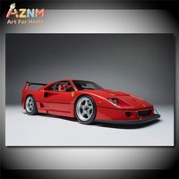 AZNM Ferrari F40 Wall Art Print, Single Unframed Canvas Poster, Featuring Iconic Red Ferrari F40 in a Minimalist Studio Setting