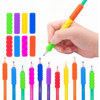 4pcs Ergonomic Writing Aid Pen Grips Soft Silicone Reusable Stress Reducing Pen Sleeve Textured Surface Handwriting Tool