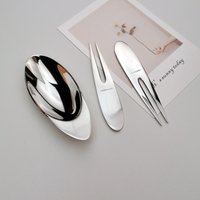 Stainless Steel Fruit Dessert Forks European-style Personality Household Tableware 304 Mooncake Fork Kitchen Creative Dip Bowl
