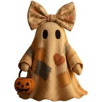 Patchwork Ghost Halloween Decoration Fabric Ghost Centerpiece Vintage Patchwork Ghost Halloween Decor with Pumpkin for Spooky