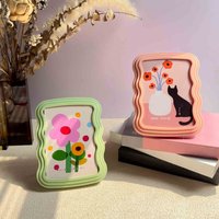 Colorful Plastic Photo Frame Creative Wavy Edge 6-Inch Picture Postcard Frame Desktop Ornaments Decorative (Pictures Not Includ)