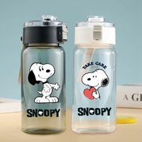 Snoopys 600ml Transparent Fashion Water Bottle for Students Anime Cartoon Printed Cups Men Women Portable Good-looking Water Cup