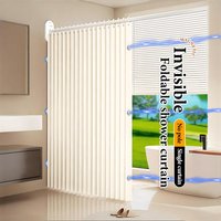 Foldable Fabric Shower Curtain Machine Washable Wrinkle Resistant Waterproof Lightweight with Hooks for Small Apartment College