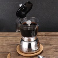 4/6 Cups Visible Moka Pot Stainless Steel Transparent Pot Body Coffee Maker Pot Universal Espresso Italian Coffee Machine