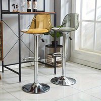 Modern Adjustable Bar Stool Acrylic Swivel Bar Chair PU Leather Stool Home Office Chair for Kitchen Living Room Bar Club