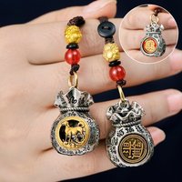 Vintage Zodiac Lucky Bags Keychain Pendant Men's Fortune Car Keyring Women's Backpack Charm Lucky Jewellery Gift