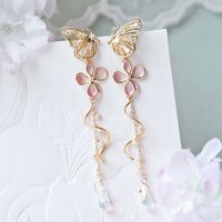 Korean Elegant Butterfly Earrings For Women Exquisite Crystal Zircon Long Tassel Flower Drop Earrings Girls Temperament Jewelry