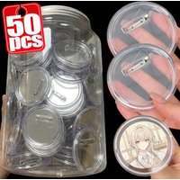 1/50pcs DIY Blank Badge Handmake Personalize DIY Brooch with Pin Craft Supply Anime Cosplay Photo Insert Dustproof Badges Gifts