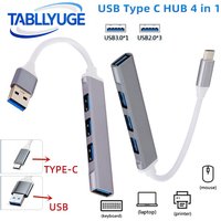 USB & TYPE-C HUB 4 Port Multi USB Splitter Adapter USB 3.0/2.0 4-in-1 Hub Adapter For Laptop PC MacBook Mouse Keyboard Hub