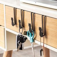 1/2PC Cute Cat Door Back Hook Iron Nail-Free Stick-Free Small Hook For Coat Bathroom Cabinet Clothes Home Table Organizer