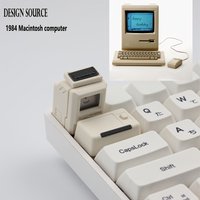 Retro Macintosh Keycap Set, Cute Custom Face Changeable Keycaps, Shine-Through Profile for Mechanical Gaming Keyboard.
