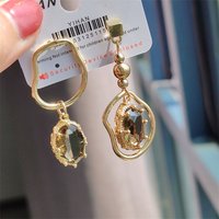 Vintage Tan Crystal New Asymmetrical Geometric Earrings Women Fashion Korean Temperament Metal Earrings For Women Jewelry