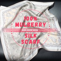 100% Mulberry Silk Scarf 53x53cm Solid Color Exquisite Printed Square Neck Silk Scarf