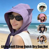 New Unisex Summer Fisherman Hat with Strap Trendy Qiuck Dry Cute Ear Design Sunshade Caps for Summer Beach Fishing Hiking