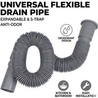 Universal Flexible Drain Pipe Expandable S-Trap Anti-Odor Waste Tube Hose,Kitchen Sink Bathroom Basin Plumbing Sewer Extension