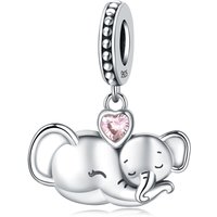 PANPOKI 925 Sterling Silver Family Animal Elephant Charms Beads Pendant Fit DIY Bracelet Necklace Jewelry Souvenir Gifts