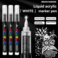 12 Colors Acrylic Paint Pen set Black and White Markers Acrylic Brush Tip Paint Markers for Wood Rock Painting Canvas Gift