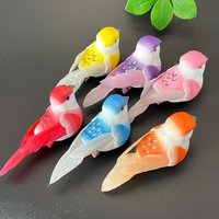 6PCS Christmas Tree Figurines Decor Simulation Birds Colorful with Clip Fake Bird Photography Props Statue Xmas Model Birds