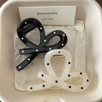 2Pcs Fashion Bowknot Bow Hair Claw Clip Hairpin Acrylic Polka Dot Hair Clamp Korean Cross Shark Clamp Hair Claw Girl Hairpin