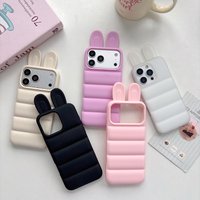 Cute originality Rabbit ears three-dimensional Case for iPhone 17 16 15 Phone Cover 17 16 15 Pro MAX soft Shockproof Back Funda