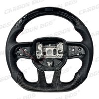 Black Carbon Fiber LED Black Leather Custom Sport Steering Wheel Suitable for Dodge Charger Challenger Hellcat Jeep