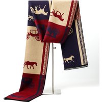Men's Autumn Winter Horse Pattern Scarf Luxury Gentleman Cashmere Feel Muffler Student Spring Fall Wrap Soft Warm Neckerchief
