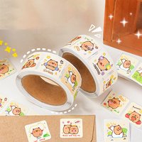 300/500pcs/Roll Cute Capybara Sticker Waterproof Graffiti Aesthetic Decorative Luggage Laptop Cup Phone Diary Book Stickers Toy