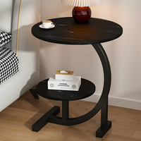 Modern lightweight luxury coffee table, round flower bedside table, C-shaped portable side table for the living room sofa