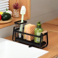 Kitchen Countertop Organizer with High Brush Holder Multifunctional Countertop Sink Caddy Drainer Bathroom Decor Accessories