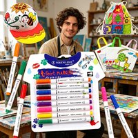8 Colors Fabric Paint Markers, Permanent Textile Pigment Pens T-Shirt Graffiti, DIY Clothing Crafts School Office Art Supplies