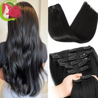 Clip Ins Straight Seamless Brazilian Human Hair Extensions Natural Color Invisible Clip In Hair Extension 18-30 Inches For Women