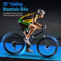 26 Inch Folding Mountain Bike Adjustable Seat 21 Different Speeds Absorption Variable Speed Off-Road Bicycle Adult Lightweight Commuter