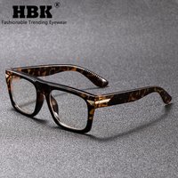HBK Men Anti Blue Light Glasses for Square TR90 Frame Ultralight Retro Plain Glasses Trendy Myopia Computer Eyewear Frame