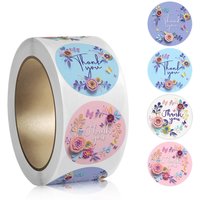 100-500Pcs 4 styles Thank You Sticker for Seal Labels Round Floral Multi Color Labels Sticker handmade offer Stationery Sticker