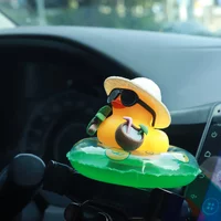 New! Tropical Rubber Duck Car Ornament, Funny Beach Duck with Sunglasses, Coconut Float, Car Interior Decor, Dashboard Accessori