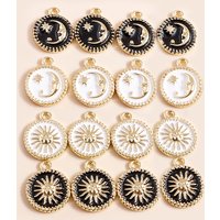 8pcs Two Colors Enamel Sun Moon Charms for Dangle Earrings Bracelets Necklaces Jewelry Making Accessories Handmade DIY Jewelry