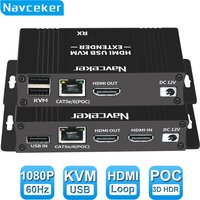 60M HDMI KVM Extender over Ethernet Cat5e/6 1080P HDMI USB Extender Video Audio Extension Transmitter Support USB Keyboard Mouse