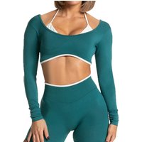 AliExpress NONE Teveo Yoga Sets Women Sports Shorts Long Sleeve Top Fitness Cycling Elastic Sports Ignite Sculpt Scrunch Short Gym Set Leggings