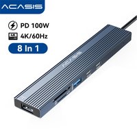 Acasis 8 in 1 USB-C Hub 10Gbps Docking Station 4K 60HZ DP Output TF/SD 3.0 PD 100W for Keyboard Mouse Printer All in One Hub