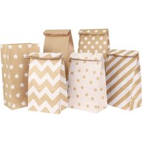 6/12/24pcs Mixed Style Kraft Craft Paper Bags Wave Dot Candy Cookie Packaging Bag Birthday Party Supplies Wedding Guest Gift Bag