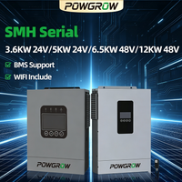 POWGROW 12KW 6.5KW 5KW 3.6KW Hybrydowy Inwerter Solarny 24V/48V MPPT Ładowarka Solarna Inwerter Off Grid 220VAC Wejście PV 500VDC Z WIFI Wersja EU Bez VAT