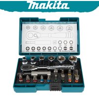 Makita B-54081 21-Piece Screw Bit Ratchet Set Multifunctional Sturdy Durable 1/4 Hex Shank With Case Holder Hand Tool