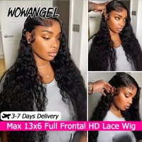 WOWANGEL 13x6 HD Lace Front Wig Human Hair Deep Part Curly Human Hair Wigs PrePlucked Full Frontal Wigs For Women Brazilian Hair