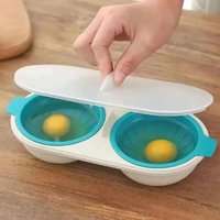Double-Cup Egg Boiler Microwave Eggs Poacher Kitchen Gadget Hot Spring Egg Mold Cooking Tools Clear Water Lotus Egg Maker