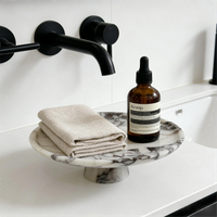 Calacatta Viola Marble Pedestal Stand Versatile Soap, Vanity Tray Organizer for Bathroom, Home Decor, Travertine Stone Tray